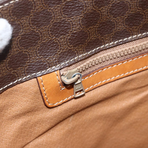 CELINE Macadam Canvas Hand Bag PVC Leather Brown Gold Auth gh1448