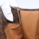 CELINE Macadam Canvas Hand Bag PVC Leather Brown Gold Auth gh1448-19