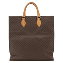 CELINE Macadam Canvas Hand Bag PVC Leather Brown Gold Auth gh1448-3