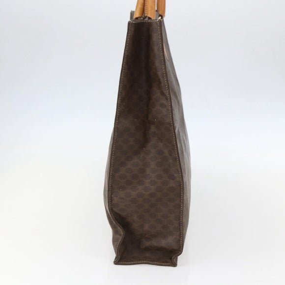 CELINE Macadam Canvas Hand Bag PVC Leather Brown Gold Auth gh1448