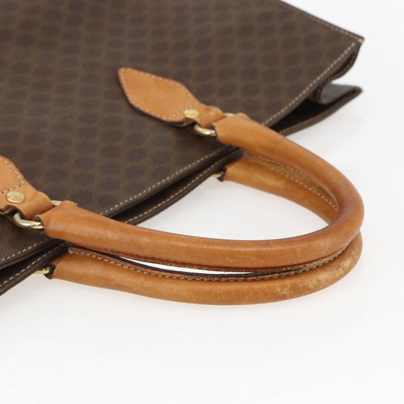 CELINE Macadam Canvas Hand Bag PVC Leather Brown Gold Auth gh1448