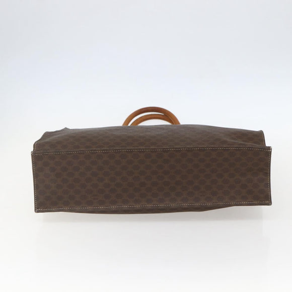 CELINE Macadam Canvas Hand Bag PVC Leather Brown Gold Auth gh1448