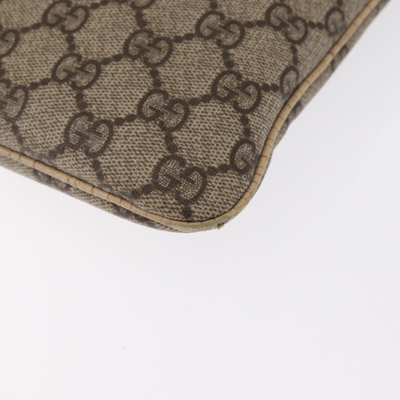 GUCCI GG Supreme Hand Bag PVC Beige Silver 117551 Auth gh1449