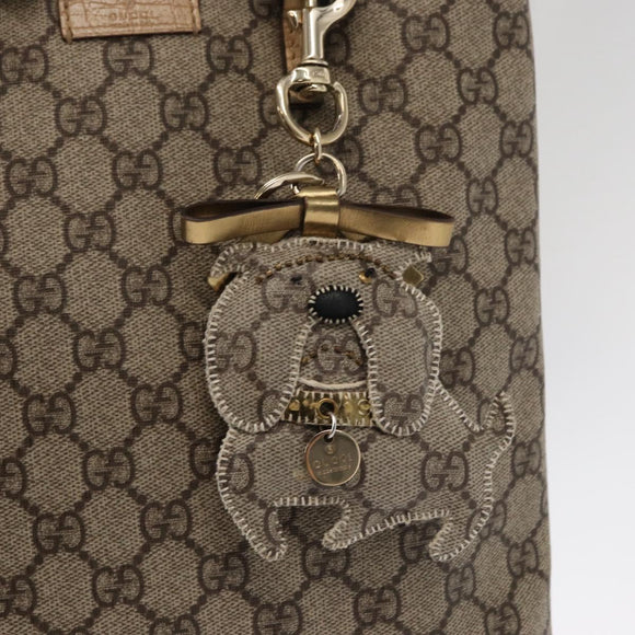 GUCCI GG Supreme Hand Bag PVC Beige Silver 117551 Auth gh1449