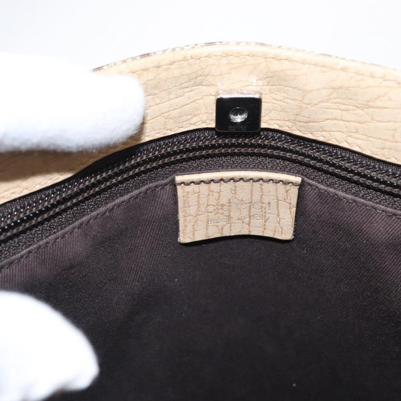 GUCCI GG Supreme Hand Bag PVC Beige Silver 117551 Auth gh1449