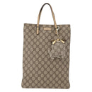 GUCCI GG Supreme Hand Bag PVC Beige Silver 117551 Auth gh1449-13