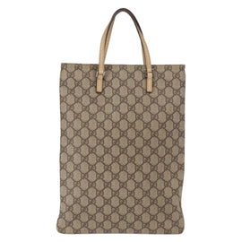 GUCCI GG Supreme Hand Bag PVC Beige Silver 117551 Auth gh1449 - 0