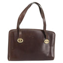 Christian Dior Hand Bag Leather Brown Gold Auth gh1451-1