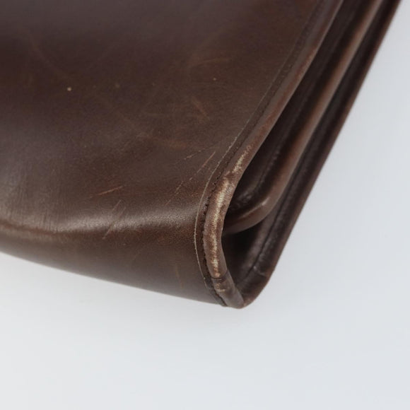 Christian Dior Hand Bag Leather Brown Gold Auth gh1451