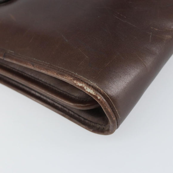Christian Dior Hand Bag Leather Brown Gold Auth gh1451