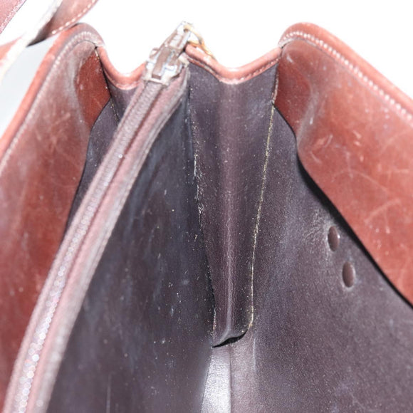 Christian Dior Hand Bag Leather Brown Gold Auth gh1451