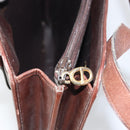 Christian Dior Hand Bag Leather Brown Gold Auth gh1451-19