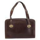 Christian Dior Hand Bag Leather Brown Gold Auth gh1451-13