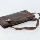 Christian Dior Hand Bag Leather Brown Gold Auth gh1451-6