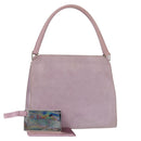 PRADA Hand Bag Suede Purple Silver Auth gh1452-1
