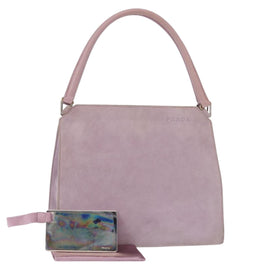 PRADA Hand Bag Suede Purple Silver Auth gh1452