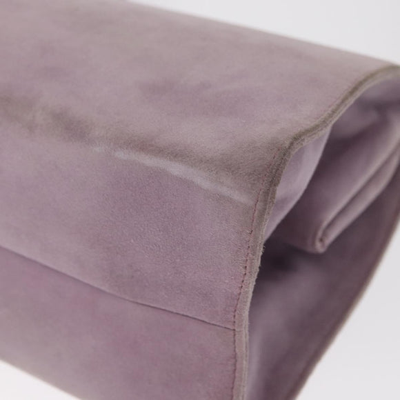 PRADA Hand Bag Suede Purple Silver Auth gh1452