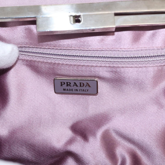 PRADA Hand Bag Suede Purple Silver Auth gh1452