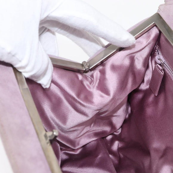 PRADA Hand Bag Suede Purple Silver Auth gh1452