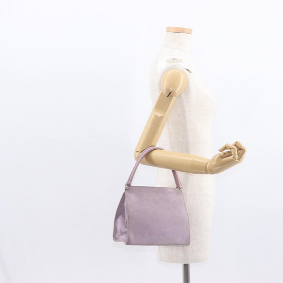 PRADA Hand Bag Suede Purple Silver Auth gh1452