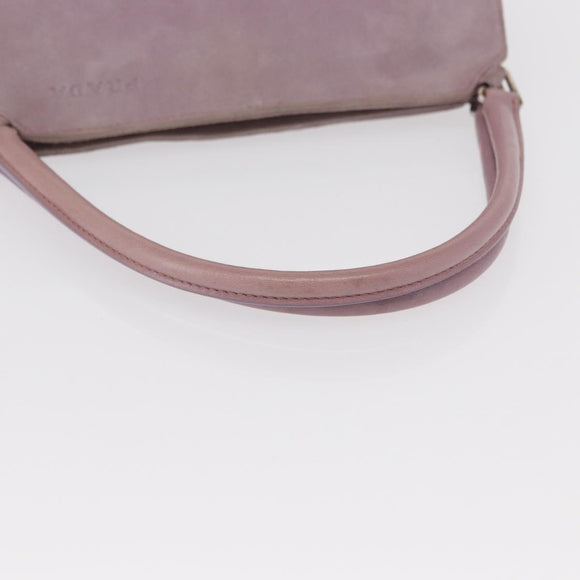 PRADA Hand Bag Suede Purple Silver Auth gh1452