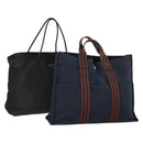HERMES PRADA Hand Bag Canvas nylon 2 Set Black Navy Auth gh1454-1