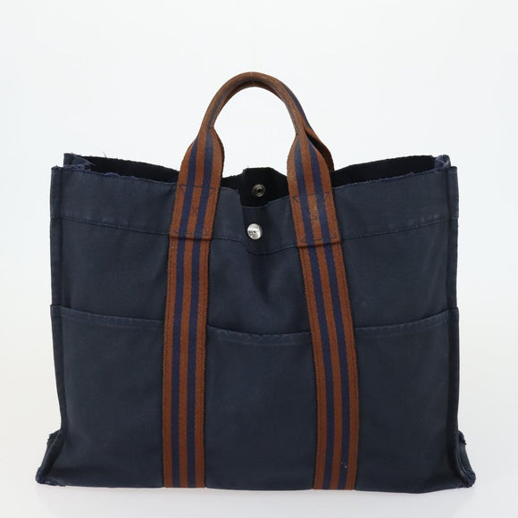 HERMES PRADA Hand Bag Canvas nylon 2 Set Black Navy Auth gh1454