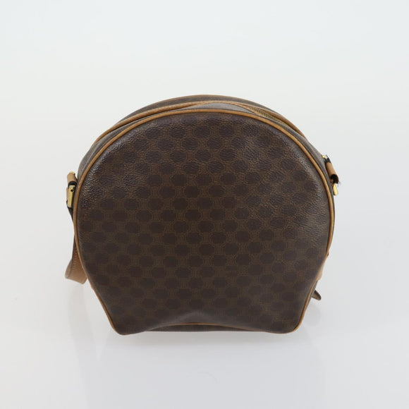 CELINE Macadam Canvas Shoulder Bag Leather PVC 2 Set Brown Auth gh1455