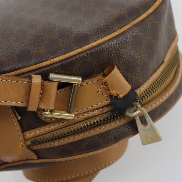 CELINE Macadam Canvas Shoulder Bag Leather PVC 2 Set Brown Auth gh1455