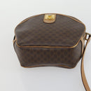 CELINE Macadam Canvas Shoulder Bag Leather PVC 2 Set Brown Auth gh1455-16