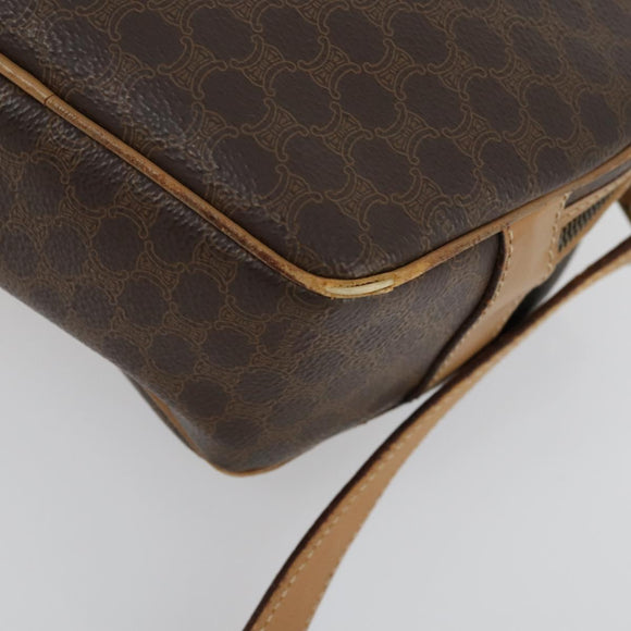 CELINE Macadam Canvas Shoulder Bag Leather PVC 2 Set Brown Auth gh1455
