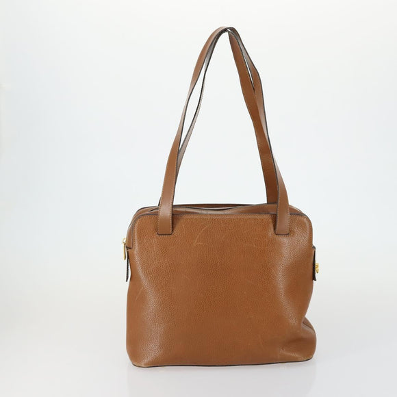 CELINE Macadam Canvas Shoulder Bag Leather PVC 2 Set Brown Auth gh1455