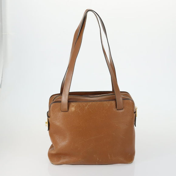 CELINE Macadam Canvas Shoulder Bag Leather PVC 2 Set Brown Auth gh1455