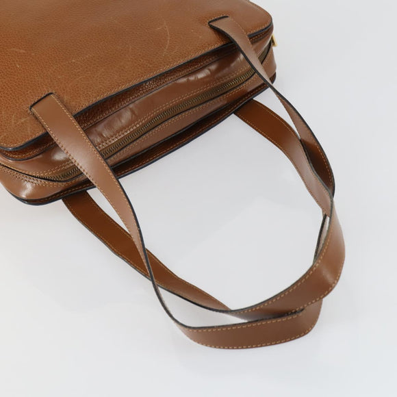 CELINE Macadam Canvas Shoulder Bag Leather PVC 2 Set Brown Auth gh1455