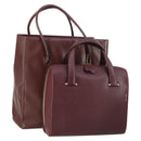 CARTIER Bag Leather 2 Set Bordeaux Auth gh1456-1