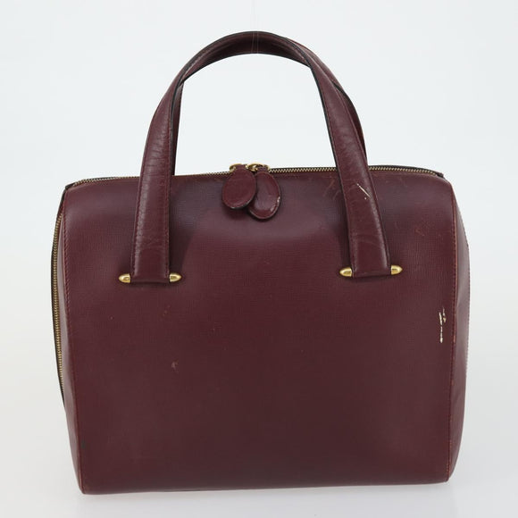 CARTIER Bag Leather 2 Set Bordeaux Auth gh1456