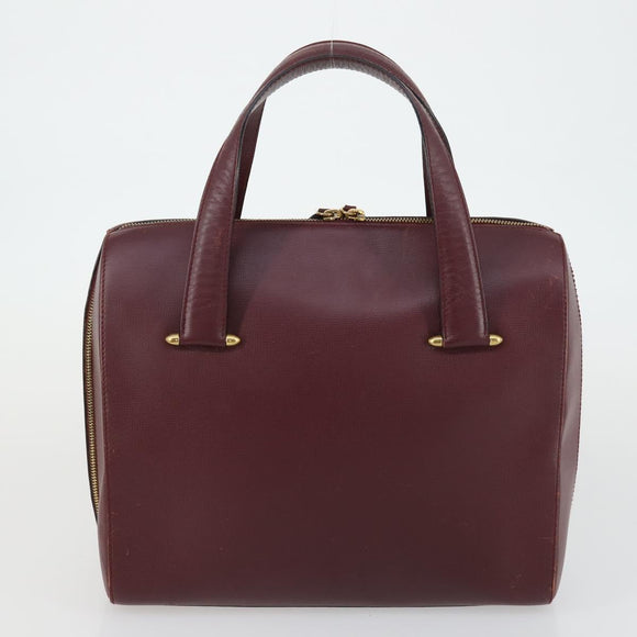CARTIER Bag Leather 2 Set Bordeaux Auth gh1456
