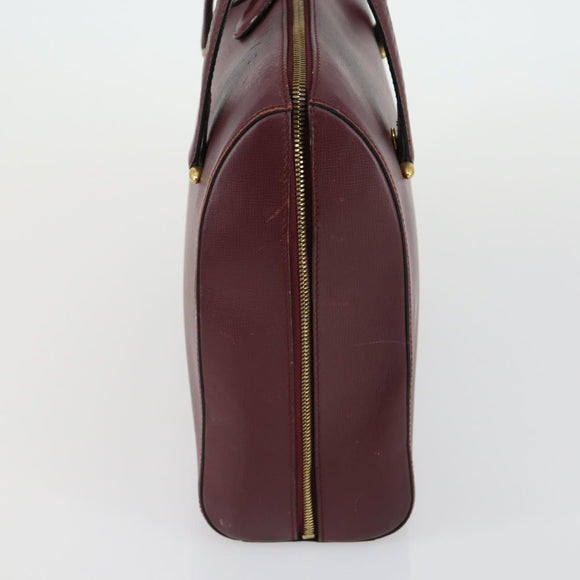 CARTIER Bag Leather 2 Set Bordeaux Auth gh1456