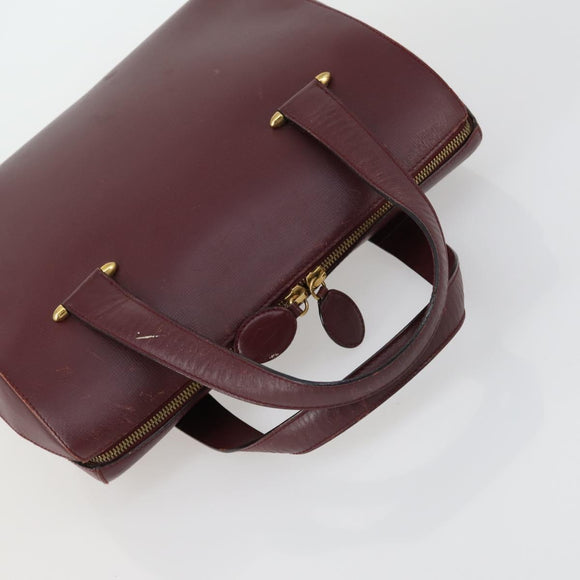 CARTIER Bag Leather 2 Set Bordeaux Auth gh1456