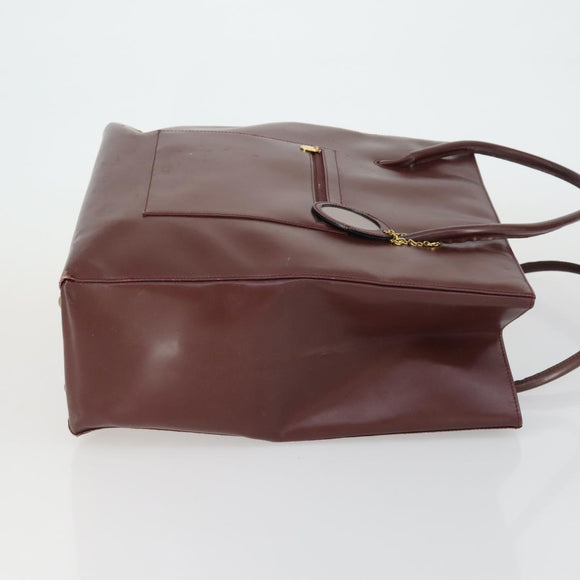 CARTIER Bag Leather 2 Set Bordeaux Auth gh1456