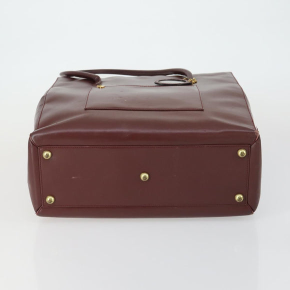 CARTIER Bag Leather 2 Set Bordeaux Auth gh1456