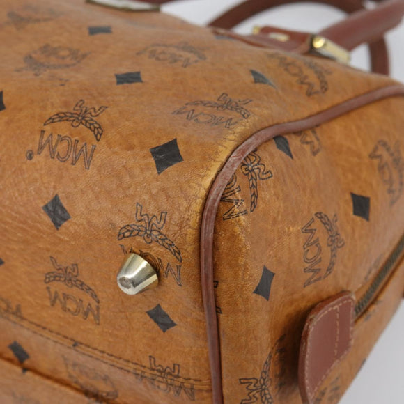MCM Vicetos Logogram Hand Bag PVC Leather Brown Gold Auth gh1457