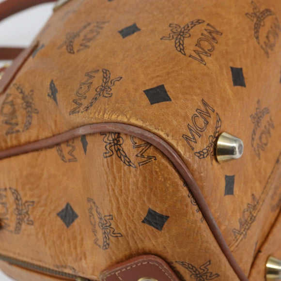MCM Vicetos Logogram Hand Bag PVC Leather Brown Gold Auth gh1457
