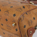 MCM Vicetos Logogram Hand Bag PVC Leather Brown Gold Auth gh1457-15