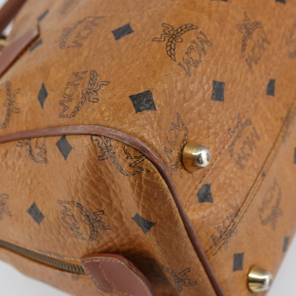 MCM Vicetos Logogram Hand Bag PVC Leather Brown Gold Auth gh1457