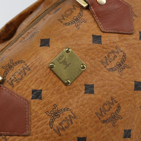 MCM Vicetos Logogram Hand Bag PVC Leather Brown Gold Auth gh1457