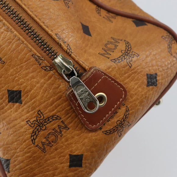 MCM Vicetos Logogram Hand Bag PVC Leather Brown Gold Auth gh1457