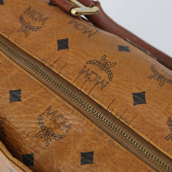 MCM Vicetos Logogram Hand Bag PVC Leather Brown Gold Auth gh1457