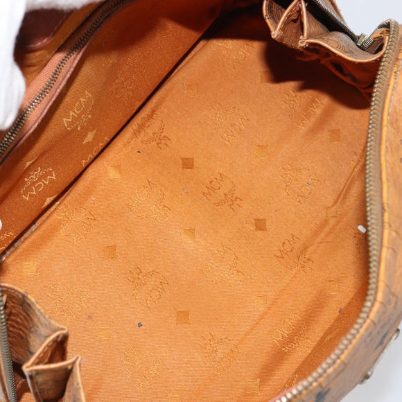 MCM Vicetos Logogram Hand Bag PVC Leather Brown Gold Auth gh1457
