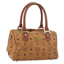 MCM Vicetos Logogram Hand Bag PVC Leather Brown Gold Auth gh1457-1